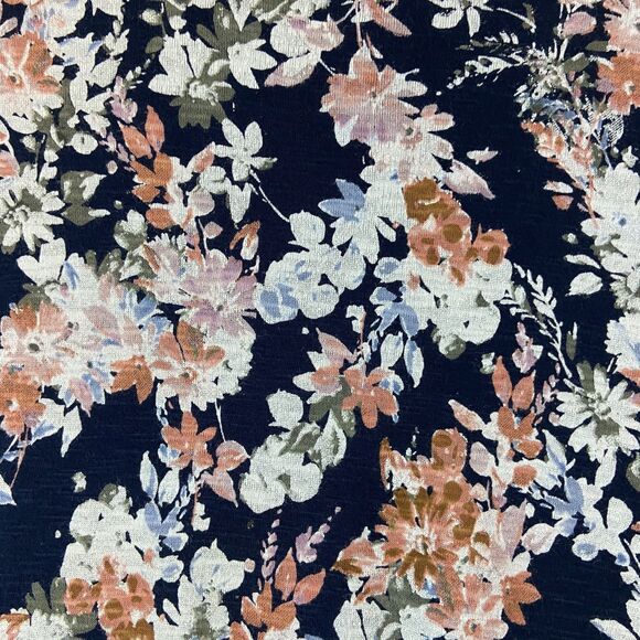 J Jill Pima Scoop Neck Elbow Sleeve Tee Womens 3X Multicolor Floral Short Sleeve - Picture 2 of 5